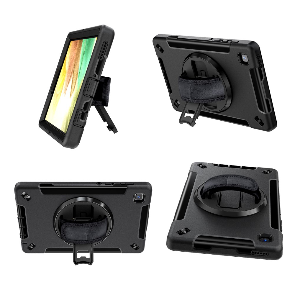 Samsung Galaxy Tab A7 Lite Hybrid Outdoor Case Hülle Handschlaufe   Schultergurt - Schwarz