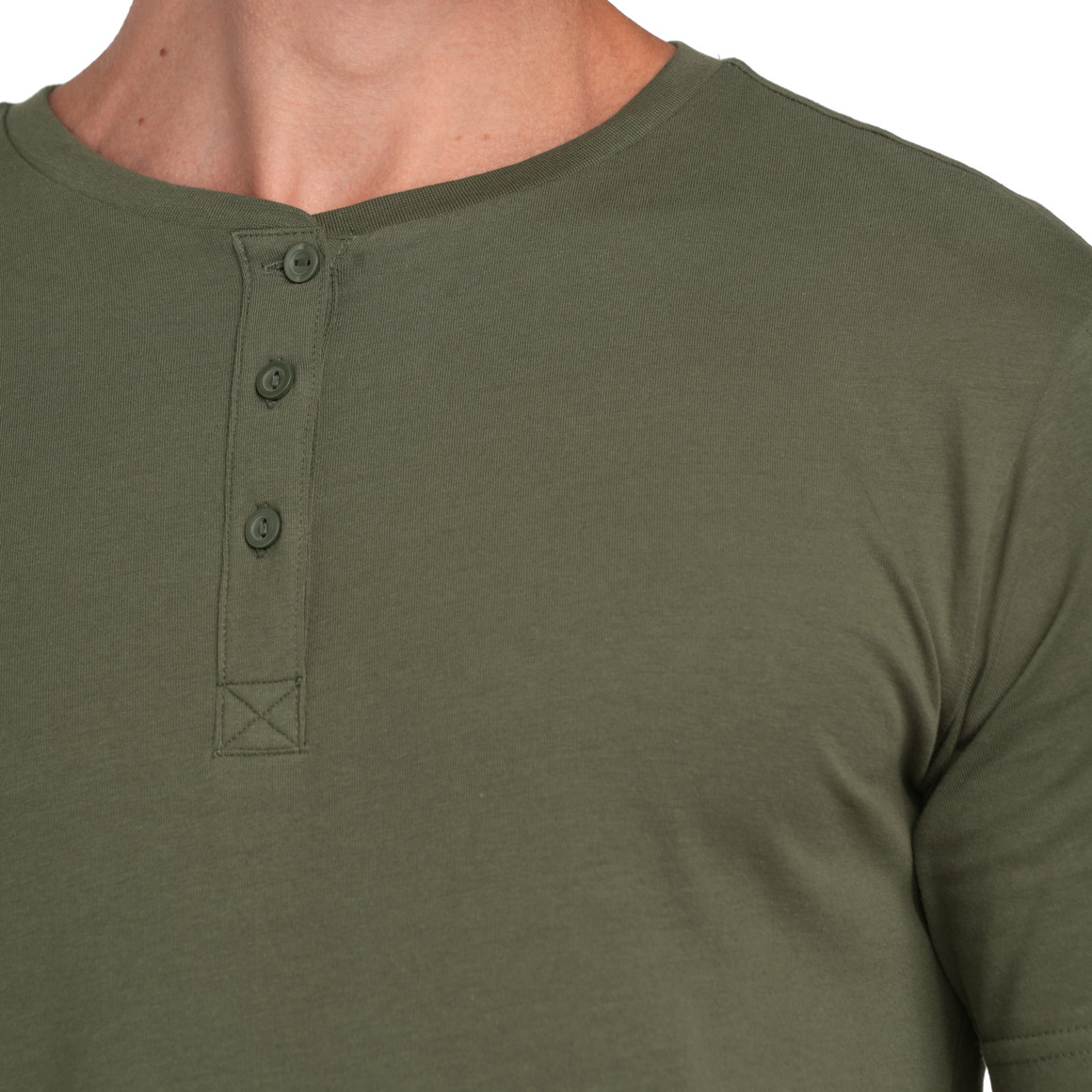VanVaan Herren T-Shirt mit Serafino-Ausschnitt dunkelgrün