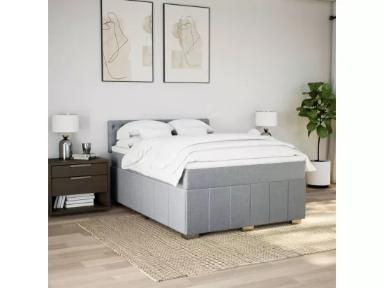 Sommier à lattes de lit avec matelas Gris clair 160x200cm Tissu