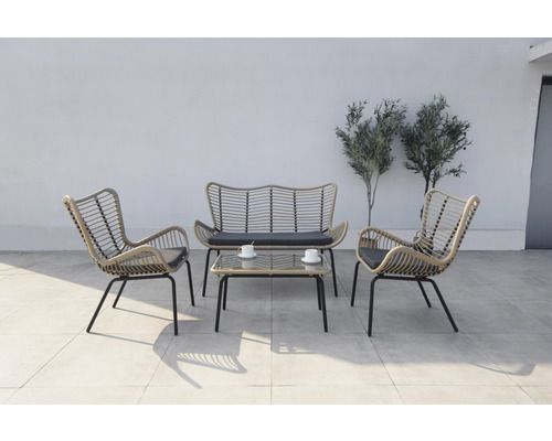 Tuinstoelenset acamp Corfu loungeset 122 x 71 x 75 mm aluminium antraciet
