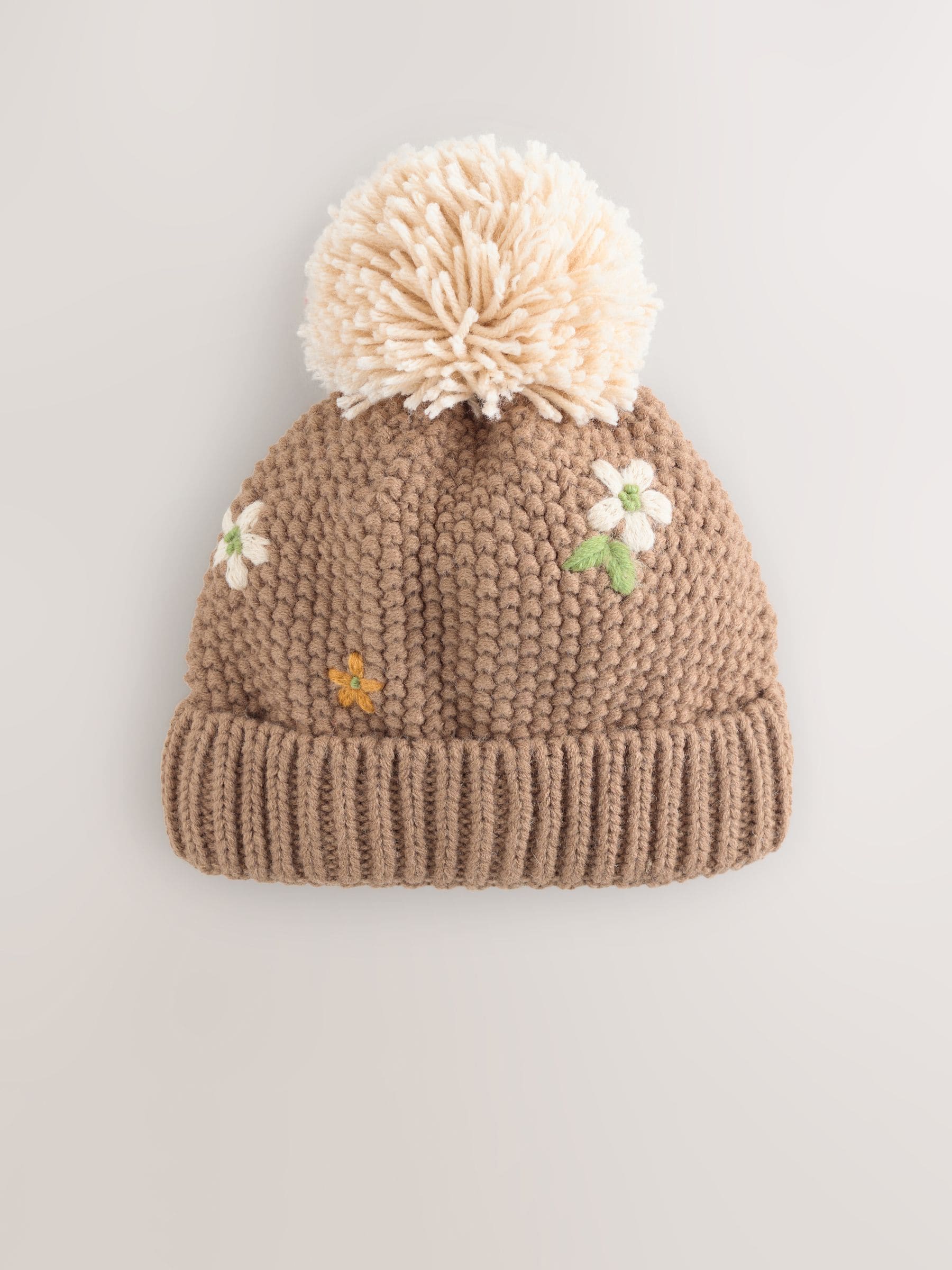 Chocoladebruin - Geborduurde beanie-muts (1-13jr)
