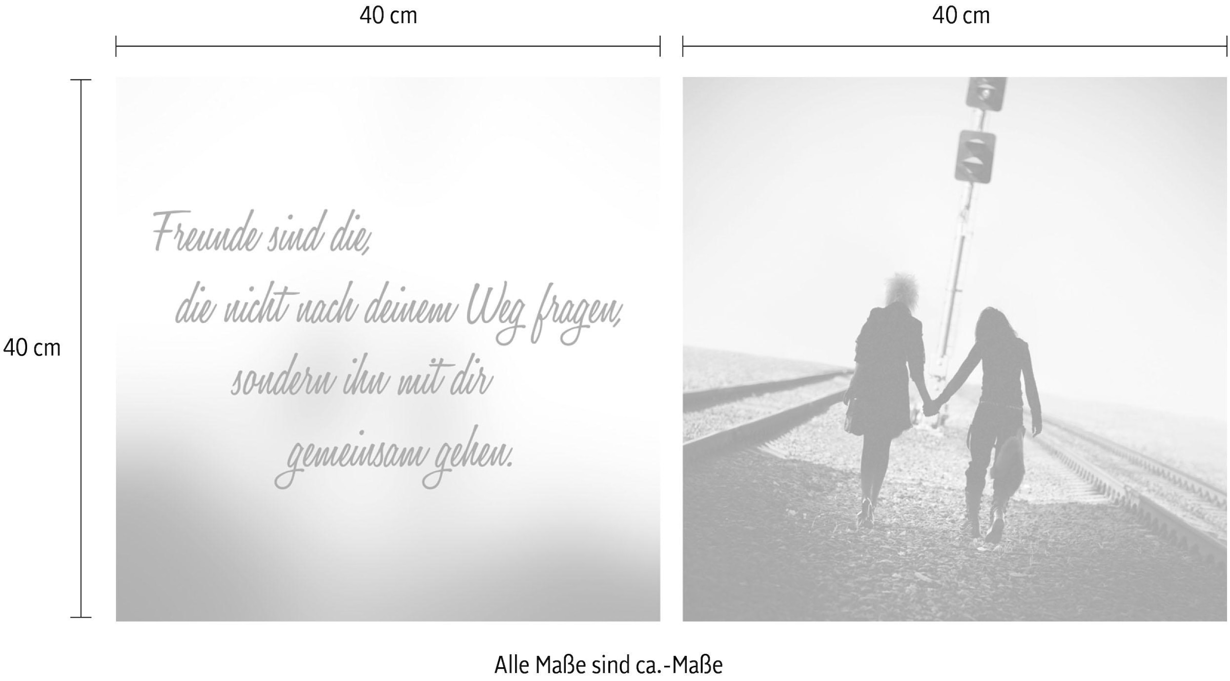 queence Leinwandbild »Freunde« Foto | Gruppen & Familien | Kunst | Menschen | Modern | Schriftzug | Schriftzüge | Spa | Spa Bilder | Sprüche | Sprüche & Texte Set,  Premium-Leinwandstoff, Handarbeit aus Deutschland, Spruch, 2er Set