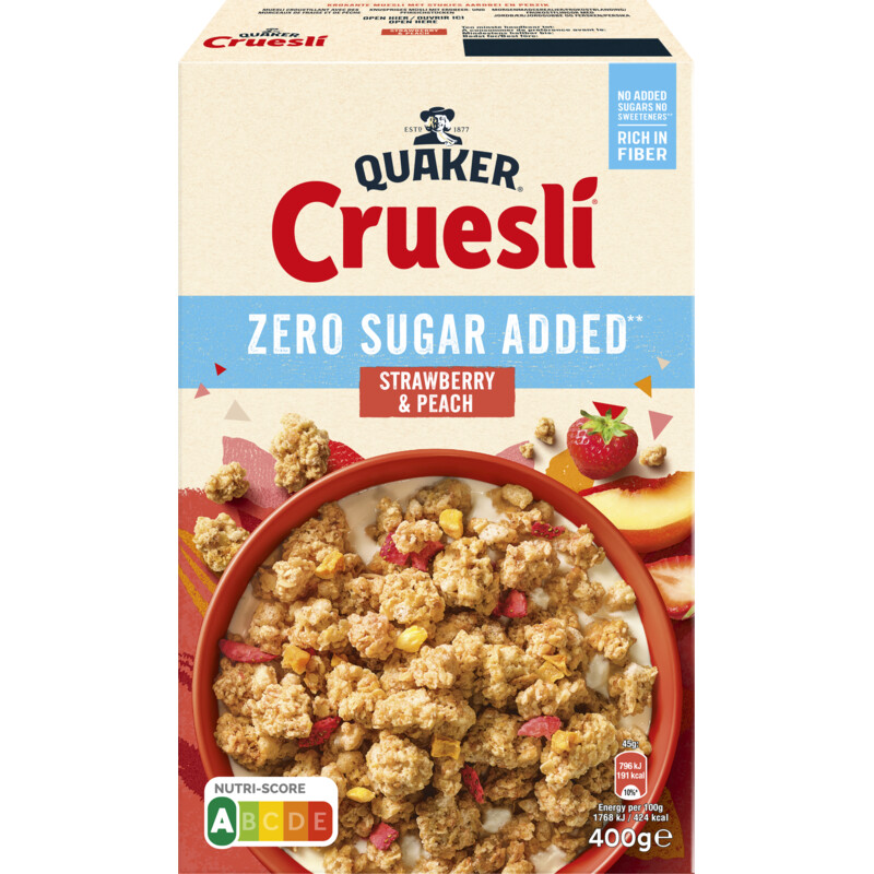 Quaker Zero sugar added strawberry & peach