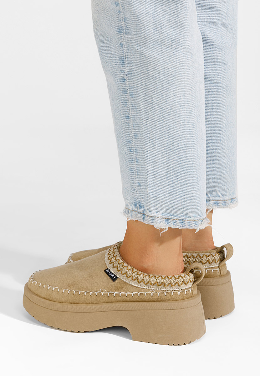 Mules à plateforme kaki Malka