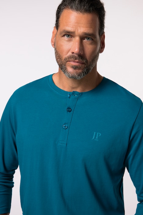 JP 1880 Henley, Basic, Shirt, Langarm, Knopfleiste, bis 8XL