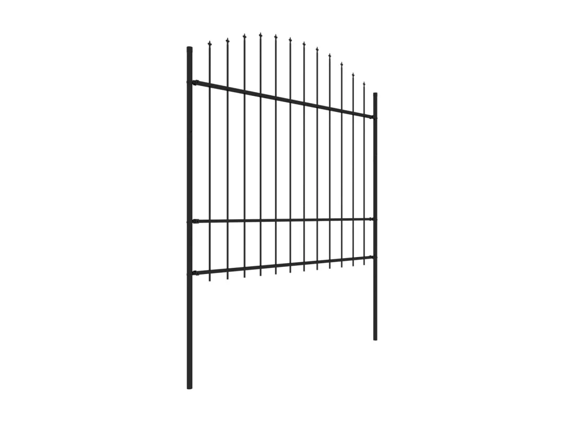 Cl?ture de jardin à dessus en lance Acier (1,5-1,75)x10,2m Noir