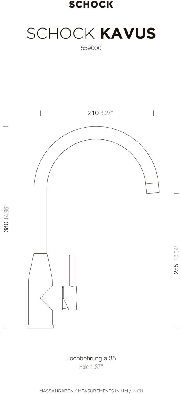 Schock Küchenarmatur »Kavus« Hochdruck, Festauslauf, Flüsterperlator, Schwenkbereich 360°