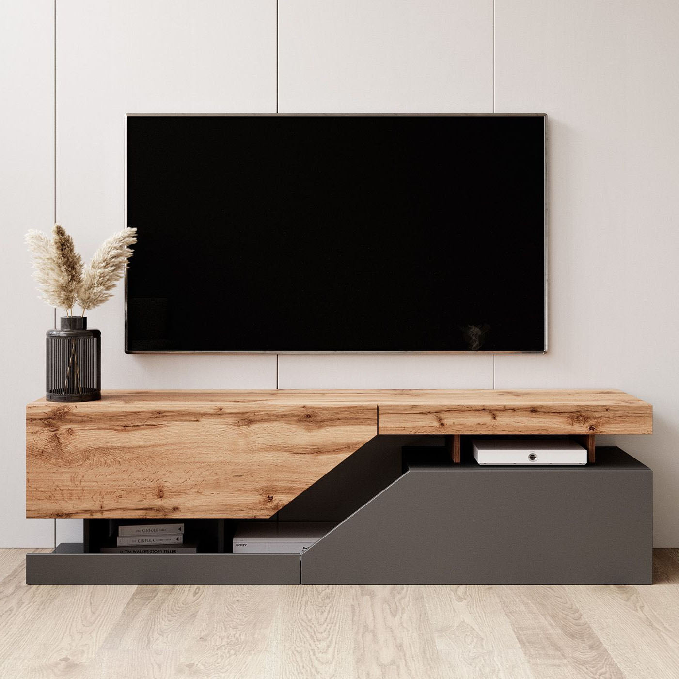 Canberra - TV-Meubel - Eiken/antraciet - 160 cm