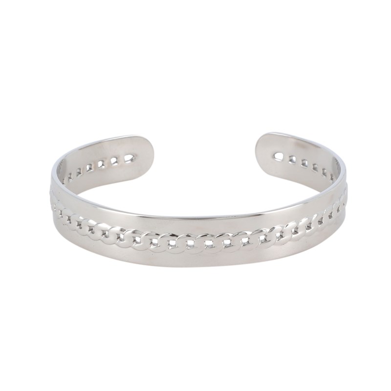 Bracelet rigide en acier argenté ajustable