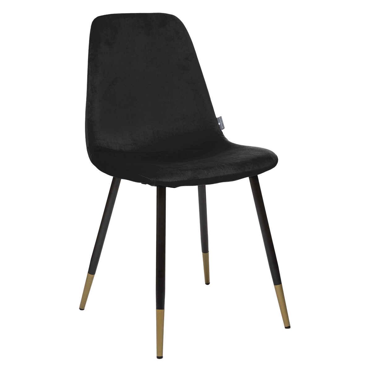 CHAISE VELOURS NOIR PIED NOIR ET GOLD TYKA