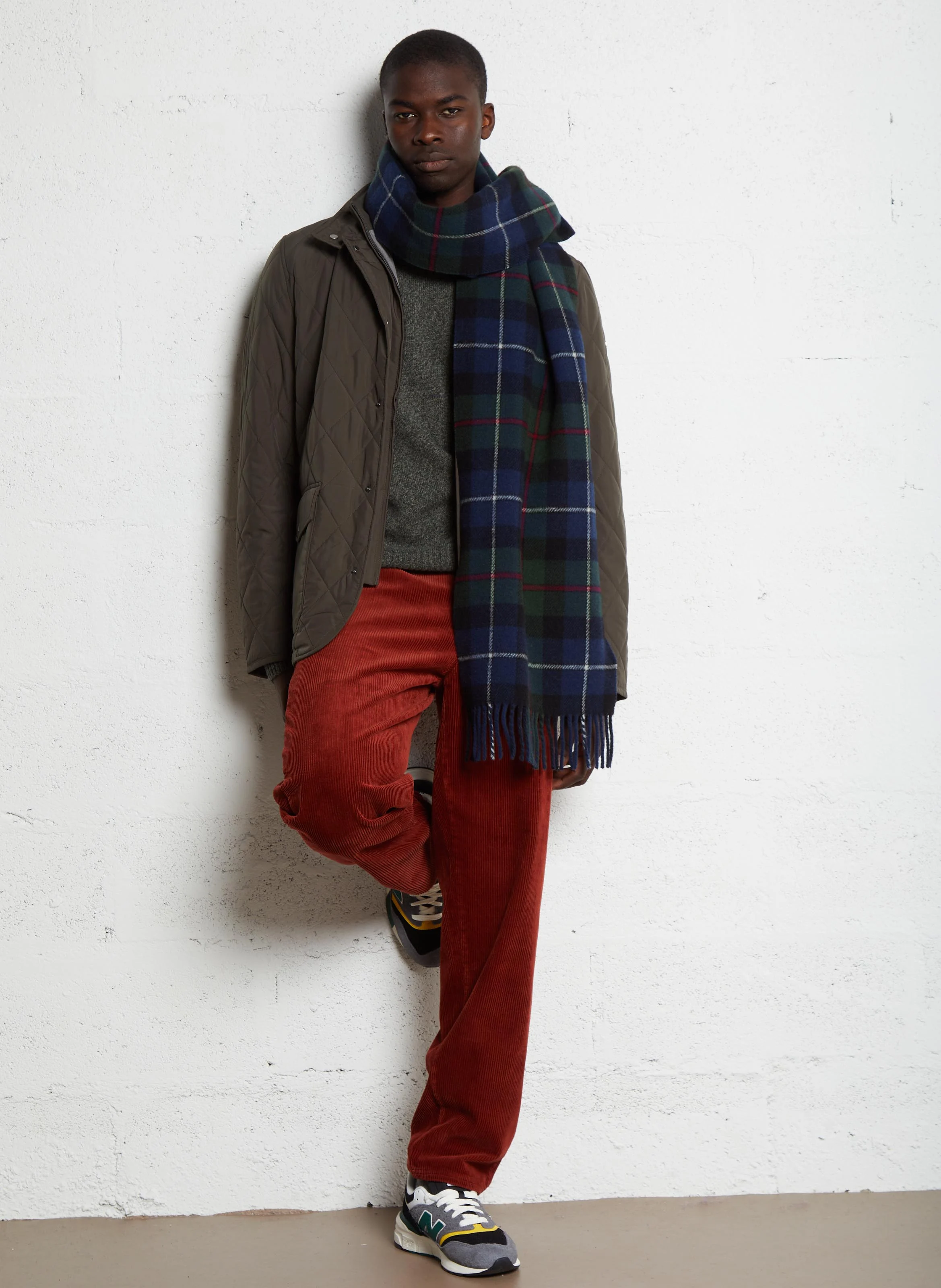 CHECKS - Echarpeà carreaux en laine | Bleu