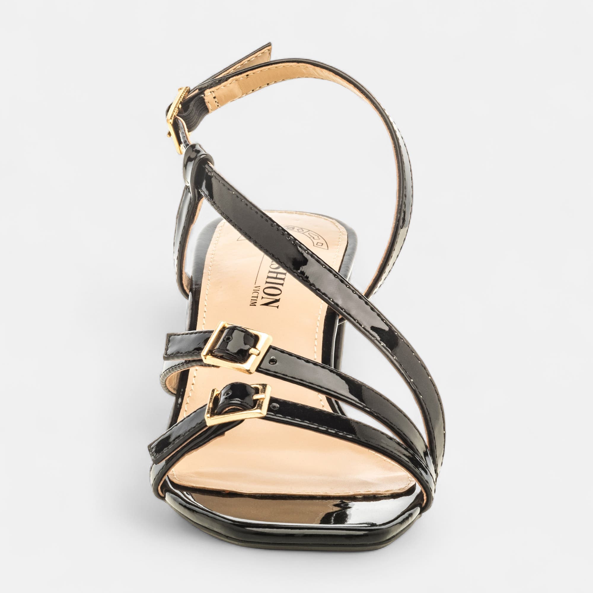 Nu-pieds à talon Femme noir vernis