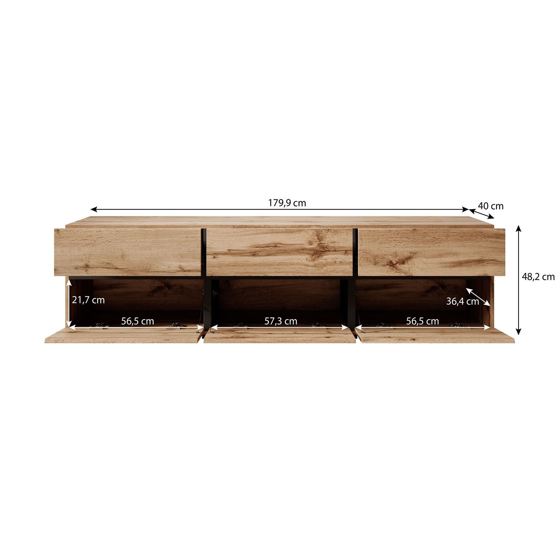 Cainan - TV-Meubel - met 3 lades - Groen - 180 cm