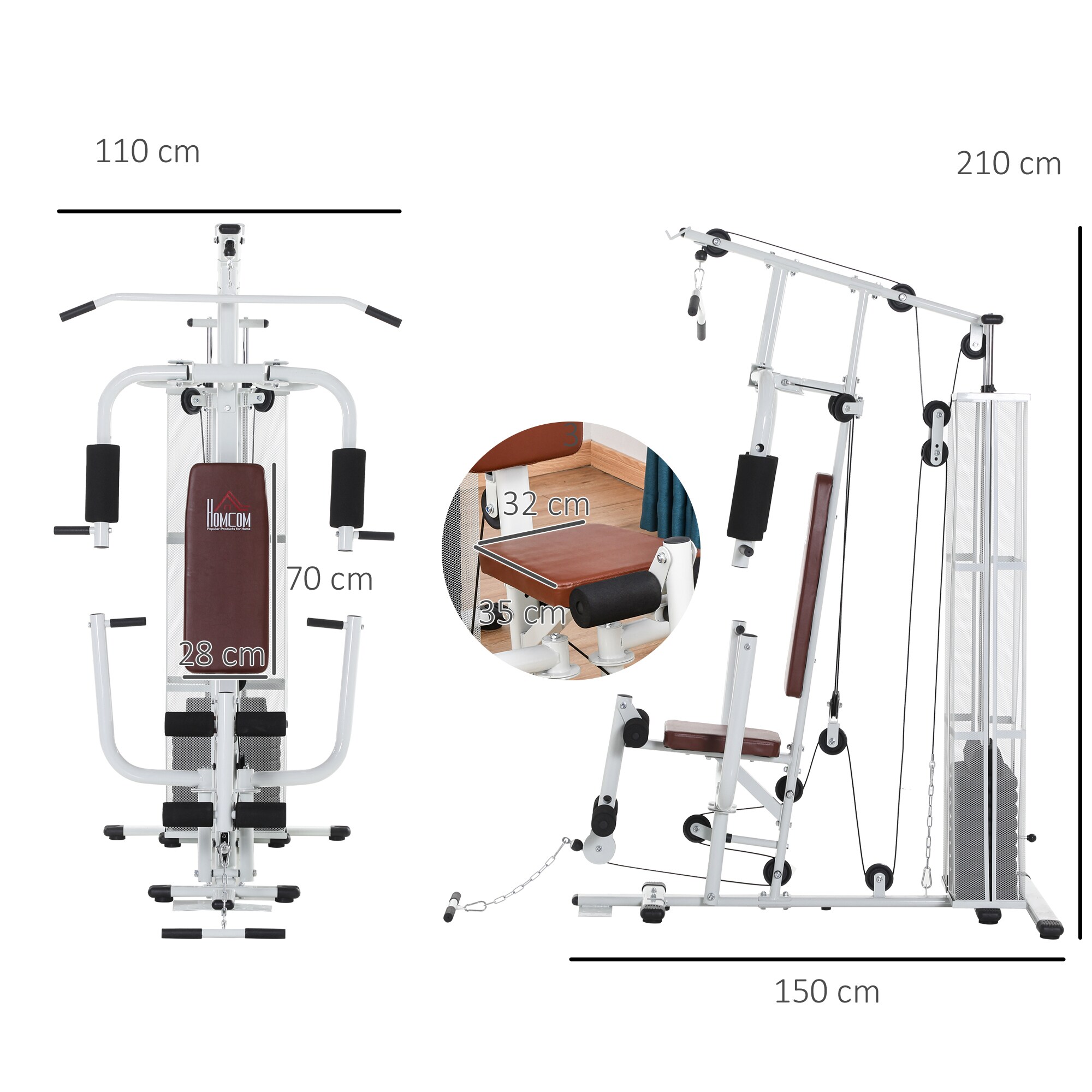 HOMCOM Kraftstation für das Home Gym 150 x 110 x 210 cm (LxBxH)