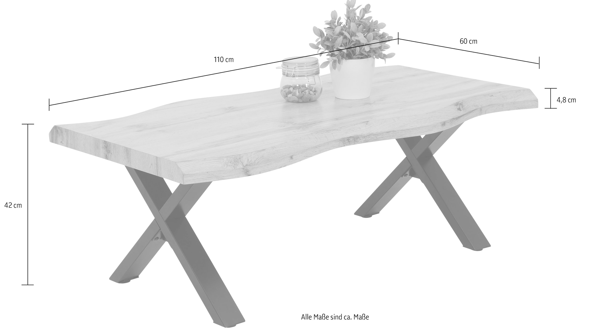 HELA Couchtisch »GERD« Baumkantenoptik, Breite 110 cm
