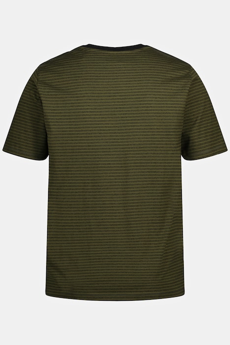 T-Shirt, Halbarm, Ringel, Rundhals, Schwarz bis 8 XL