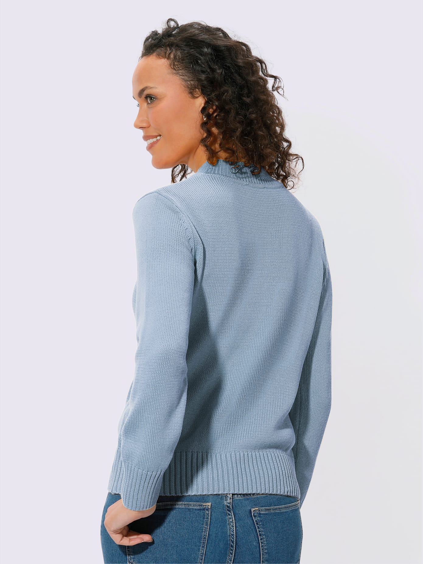 Pull femme col tortue finitions côtelés