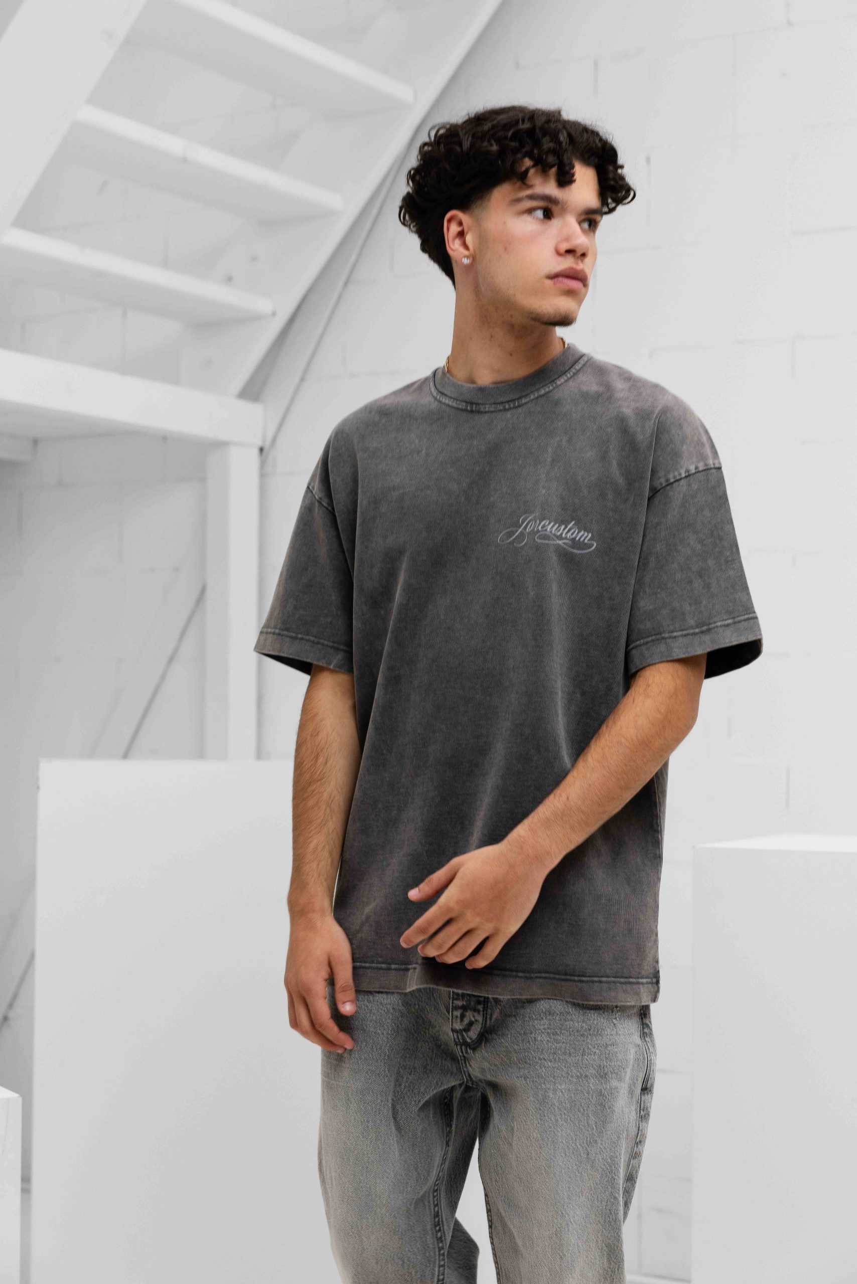 Jorcustom Handscript Loose Fit T-Shirt Heren Donkergrijs