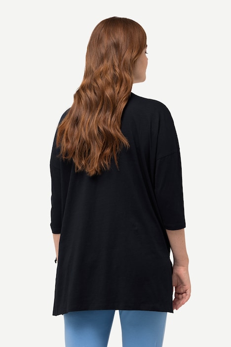 Shirt, Raffband, Rundhals, 3/4-Arm, Biobaumwolle