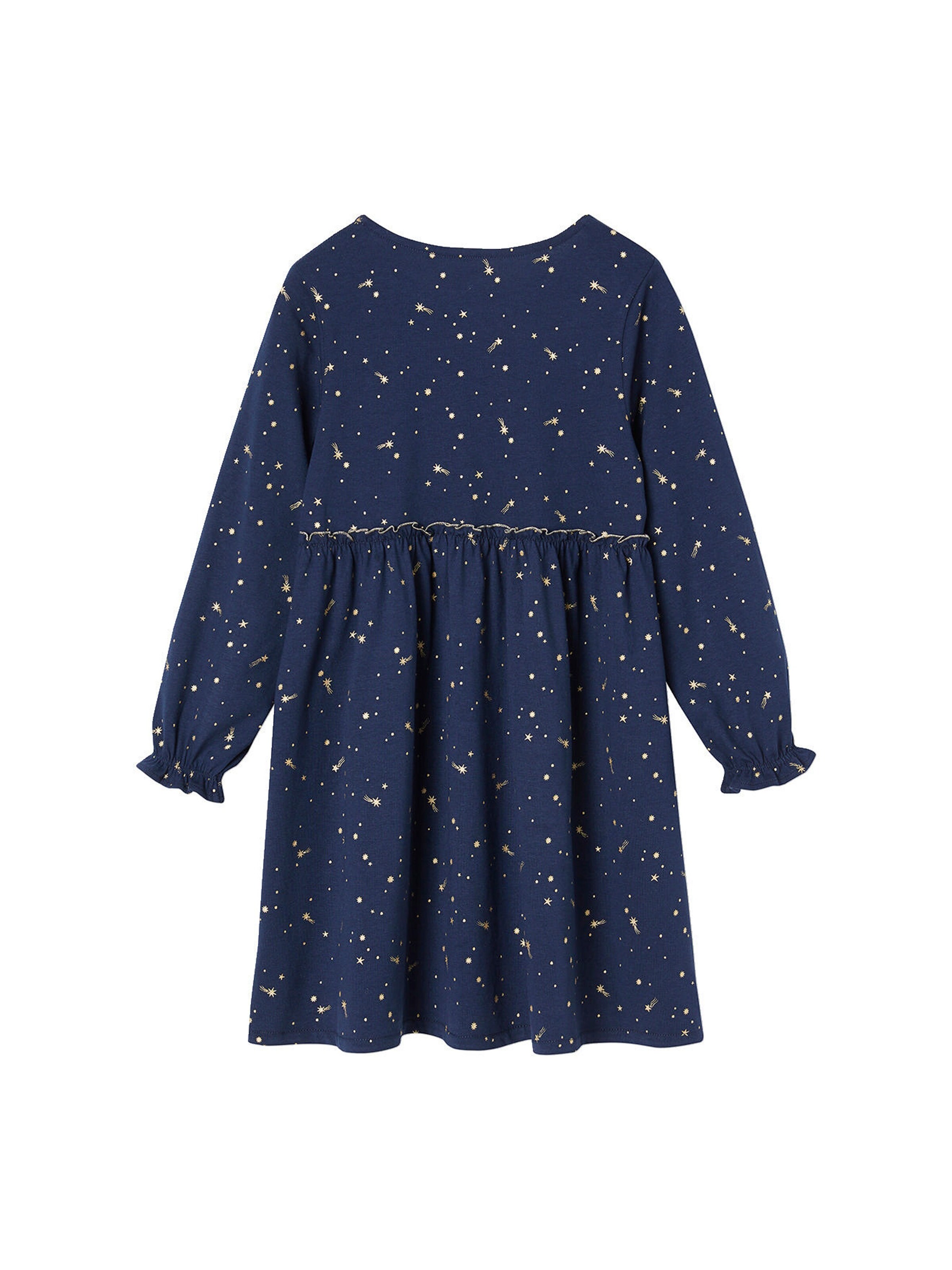 Vertbaudet Festliches Mädchen Kleid mit Glanzsternen marine
