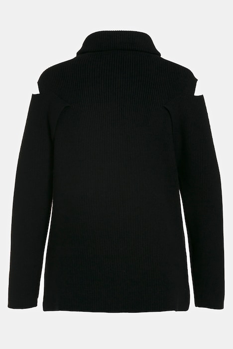 Pullover, Patentstrick, Cut-Out, Rollkragen, Langarm