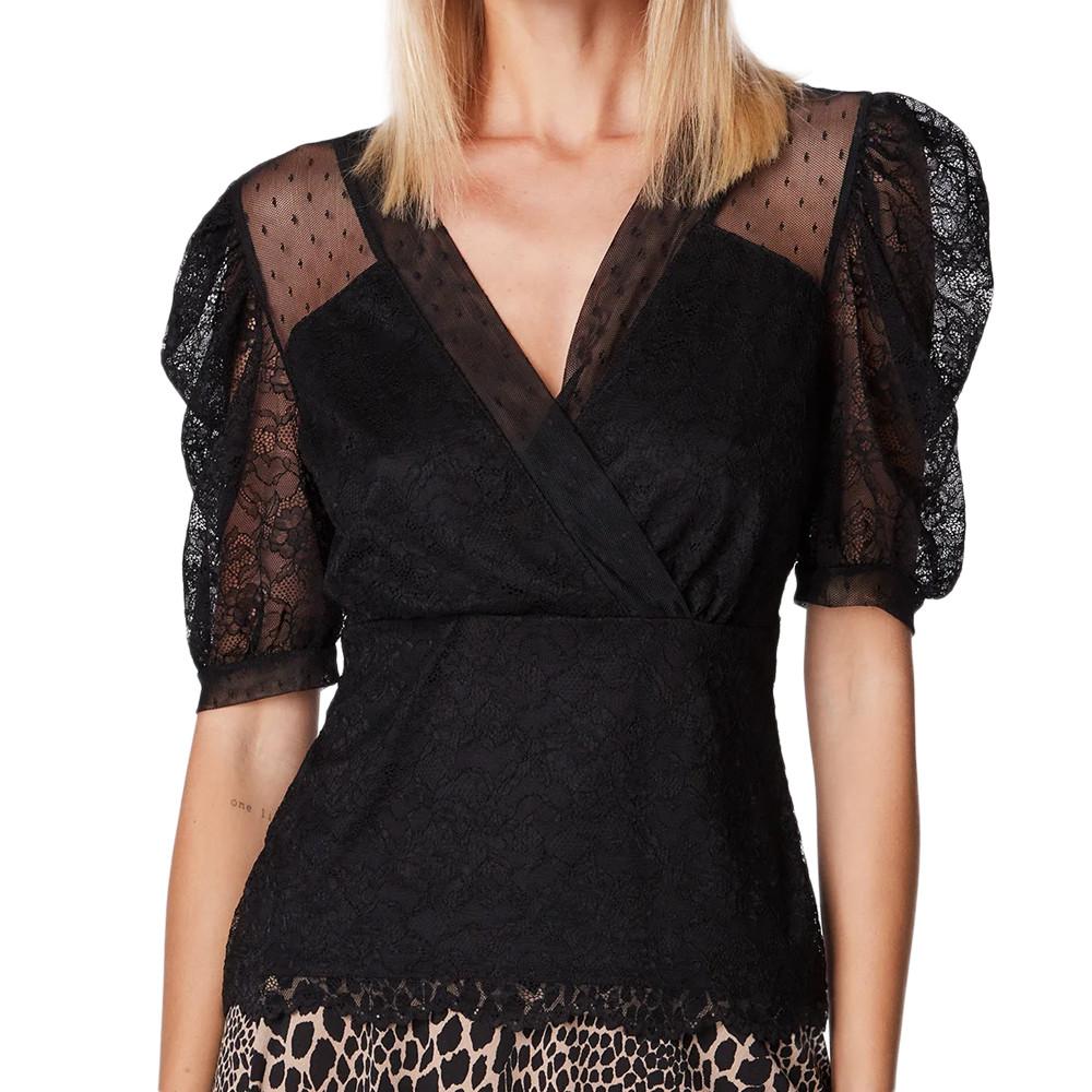 Morgan T-shirt Noir Dentelle Femme Morgan Drink