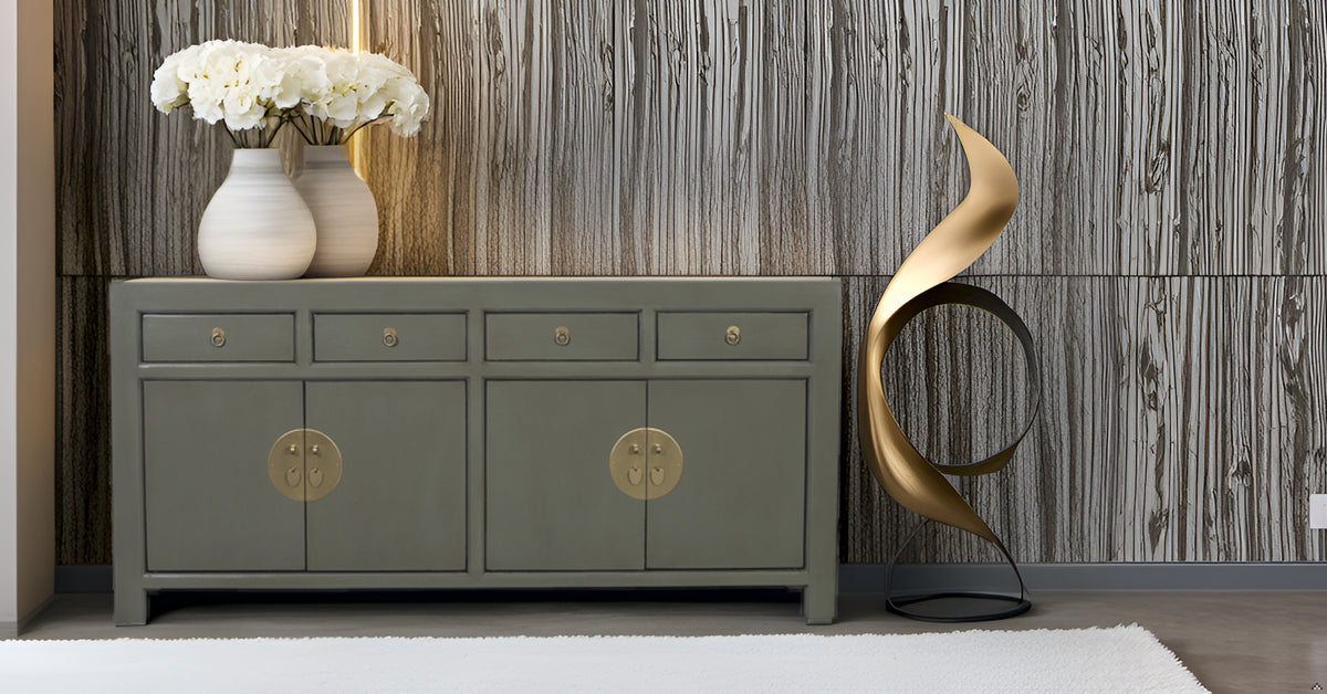 Fine Asianliving Chinees Dressoir Olijf Grijs
