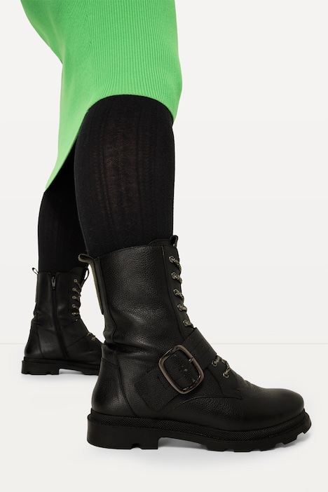 Leder-Boots, Schnalle, Schnürung, Wechselfußbett, Weite H