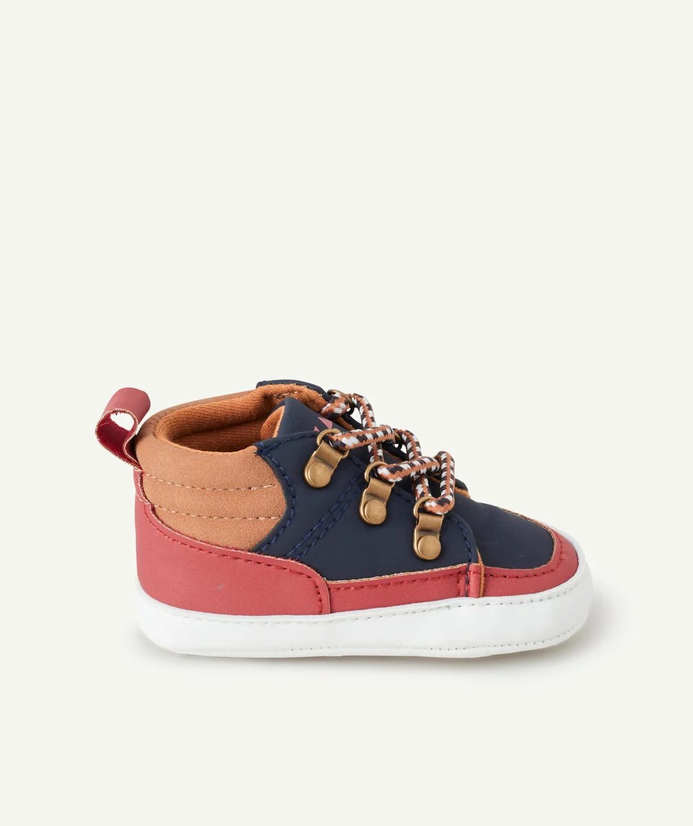 CHAUSSONS BÉBÉ GARÇON BLEU TERRACOTTA ET MARRON