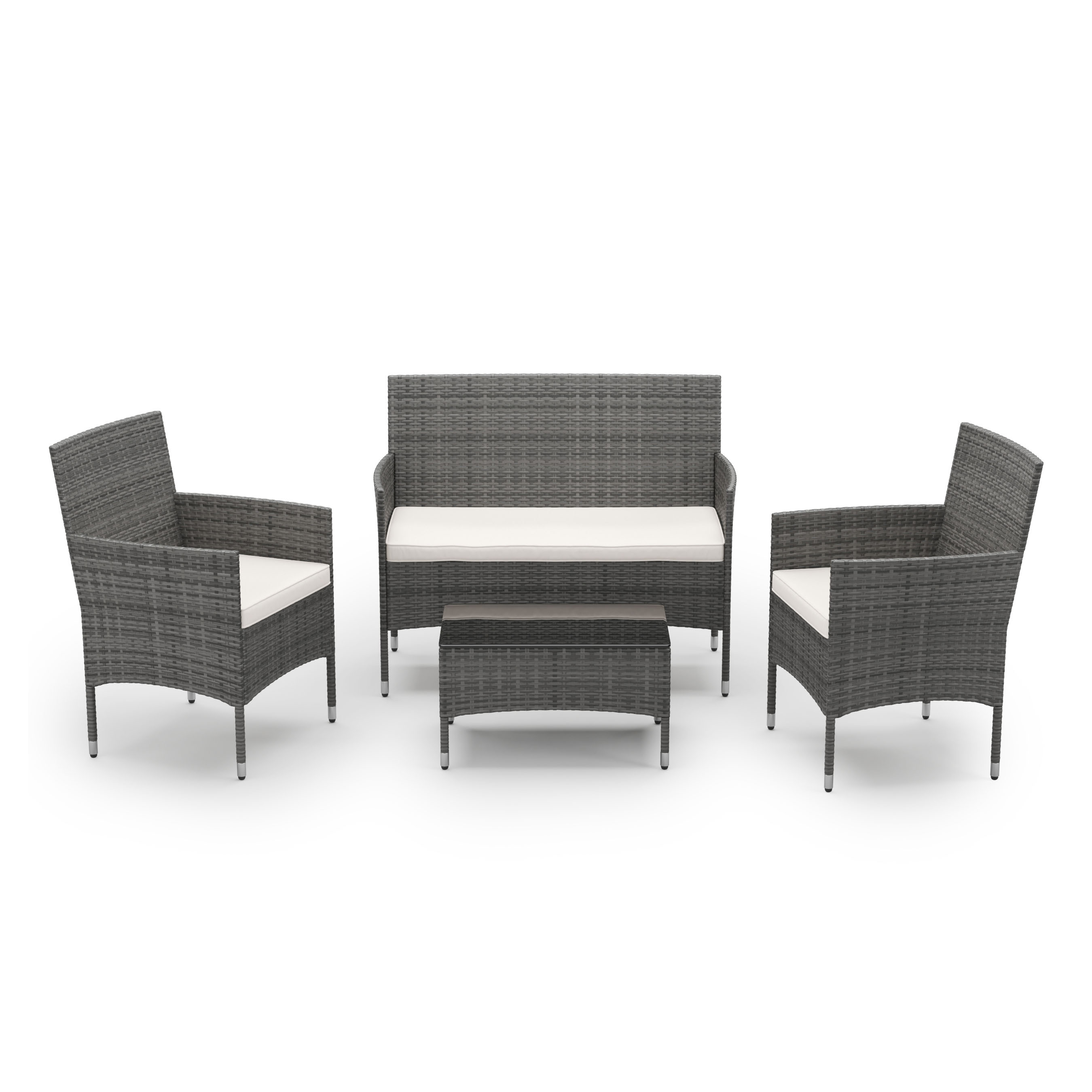 Gartenset Rattan MALIA grau/weiss