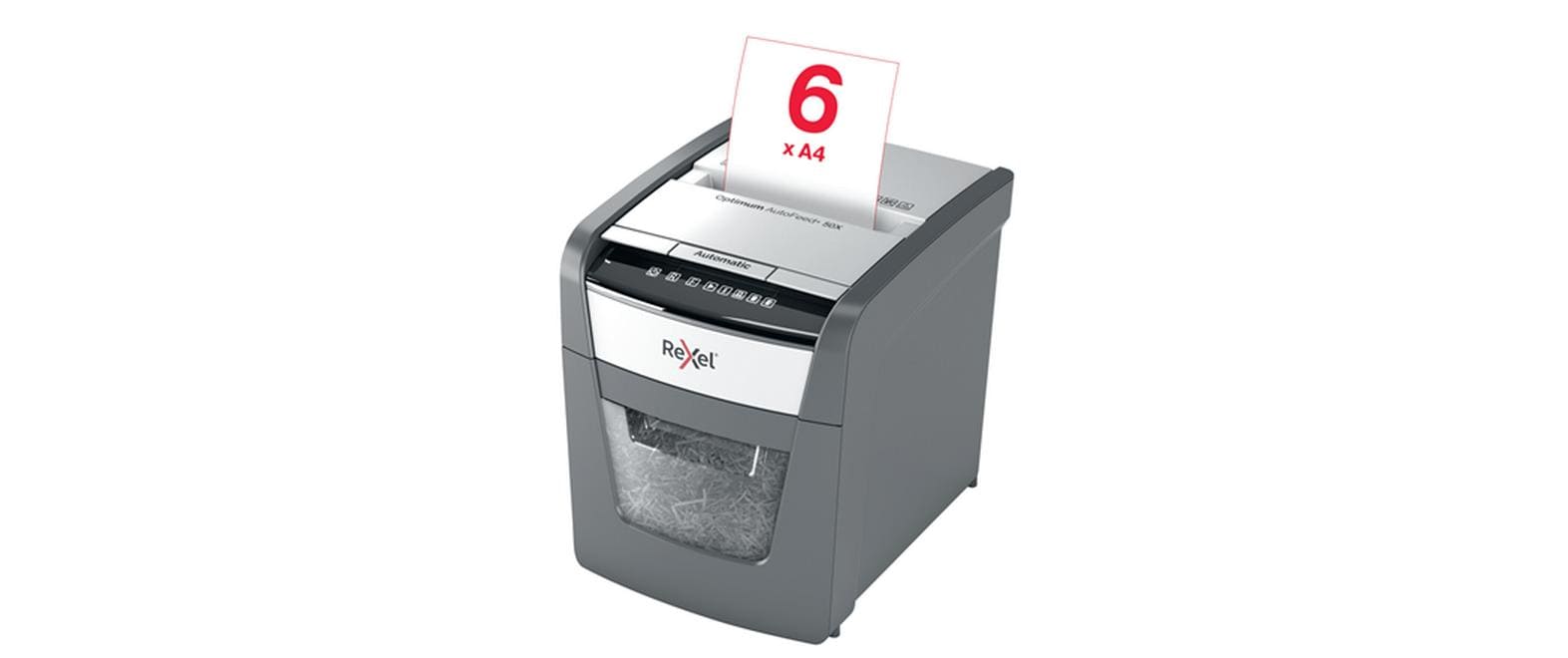 Aktenvernichter Rexel Optimum AutoFeed+ 50X, Partikelschnitt<br>Automatischer Schredder (auto) für sichere Vernichtung vertraulicher Unterlagen (bis zu 50 Blatt)