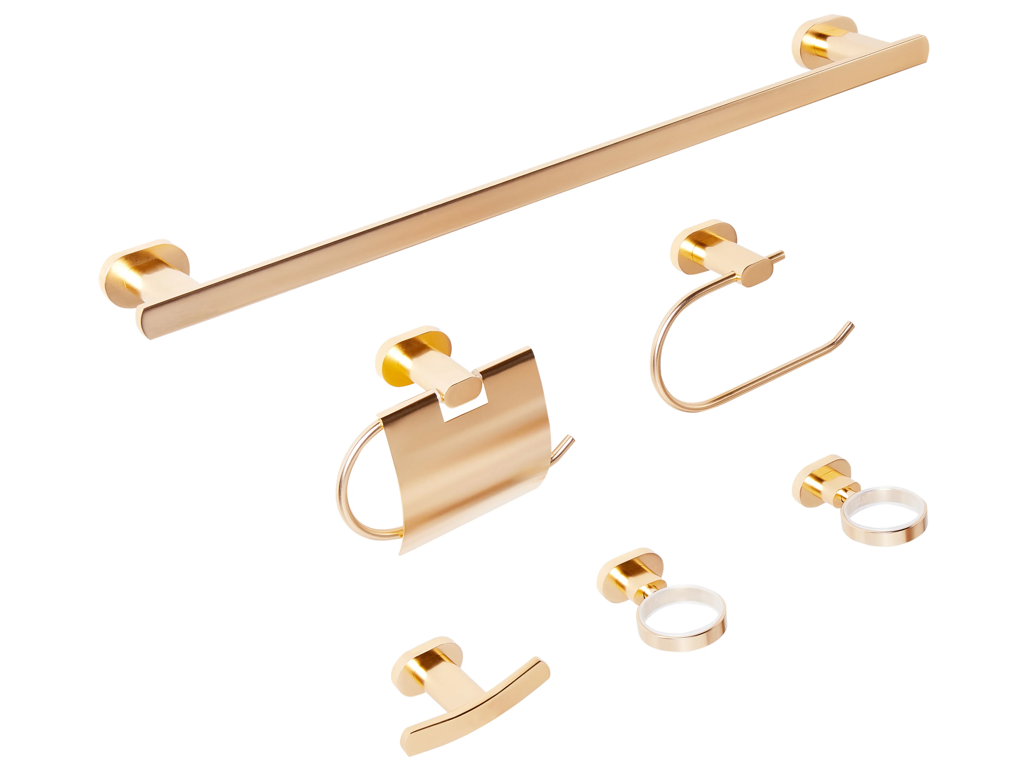 6-delige badkamer hardware set TOCOPILLA met handdoekstangen en -haken Goud
