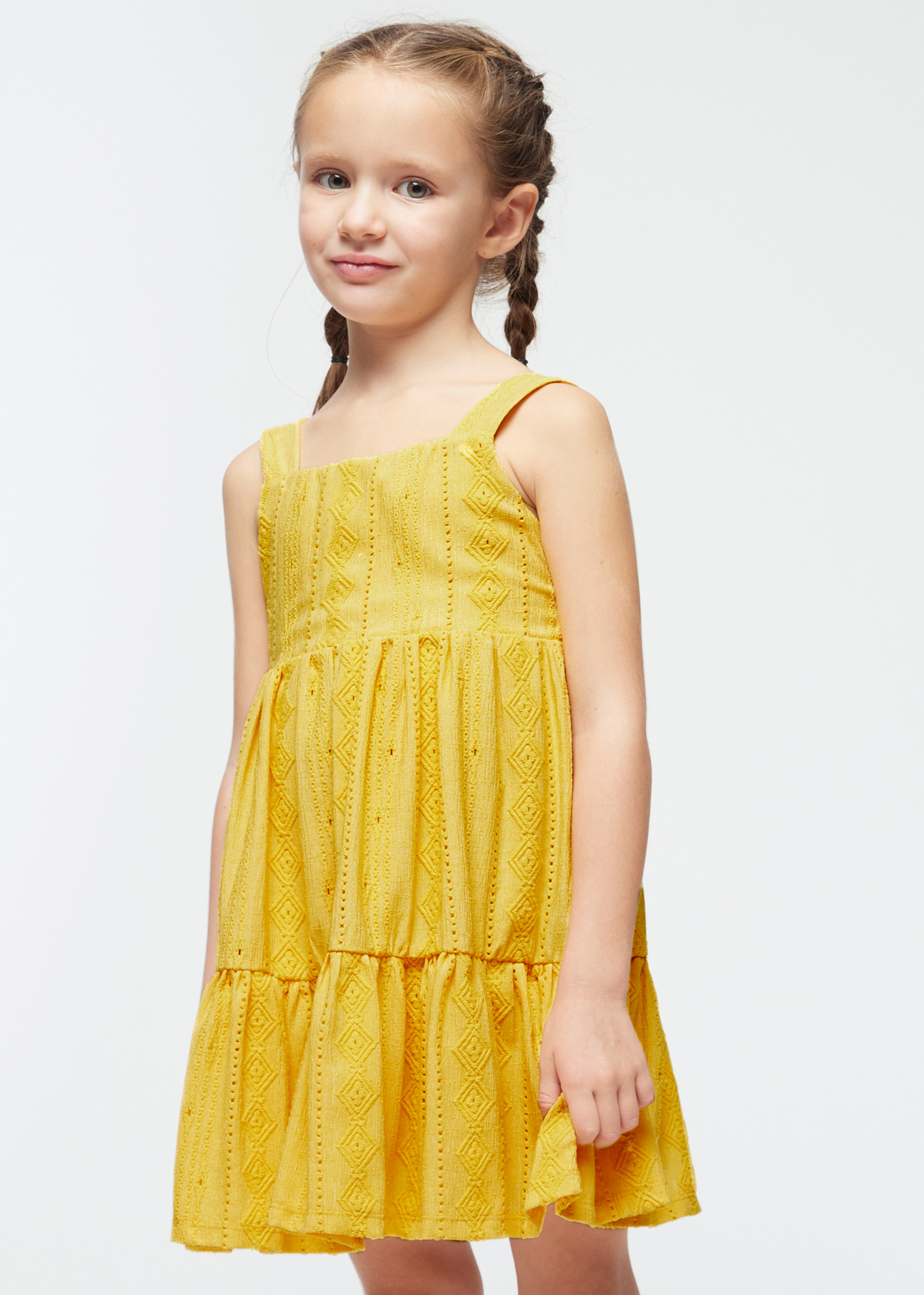 Vestido perfurado com estampa de flamingo para meninas