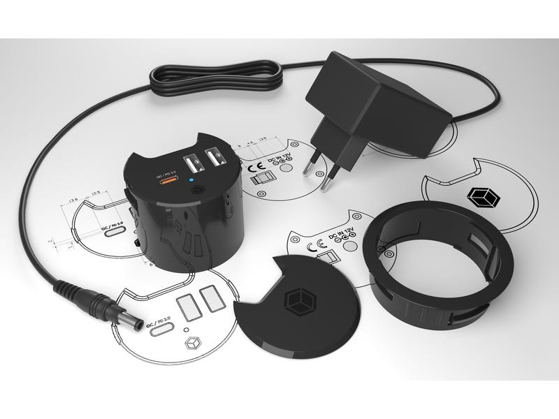 ICY BOX Tisch-Hub IB-HUB1407 USB Tischladegerät mit Power Delivery und Quick Charge