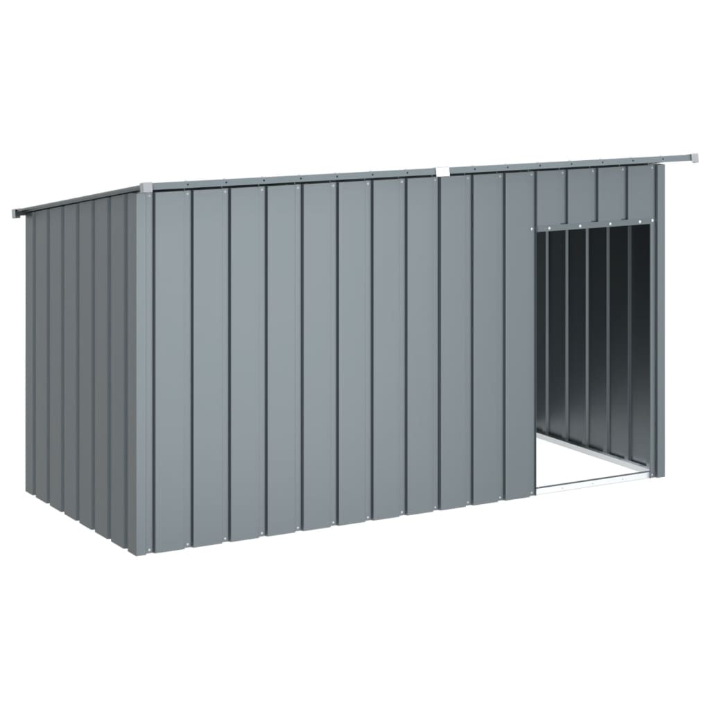 Canil vidaXL com cobertura, aço galvanizado, cinza, 153x91x110 cm