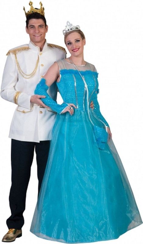 Grote maat blauwe prinsessenjurk voor volwassenen - verkleedkleding / carnavalskleding maat 48/50 - Elsa - ijsprinses 52/54