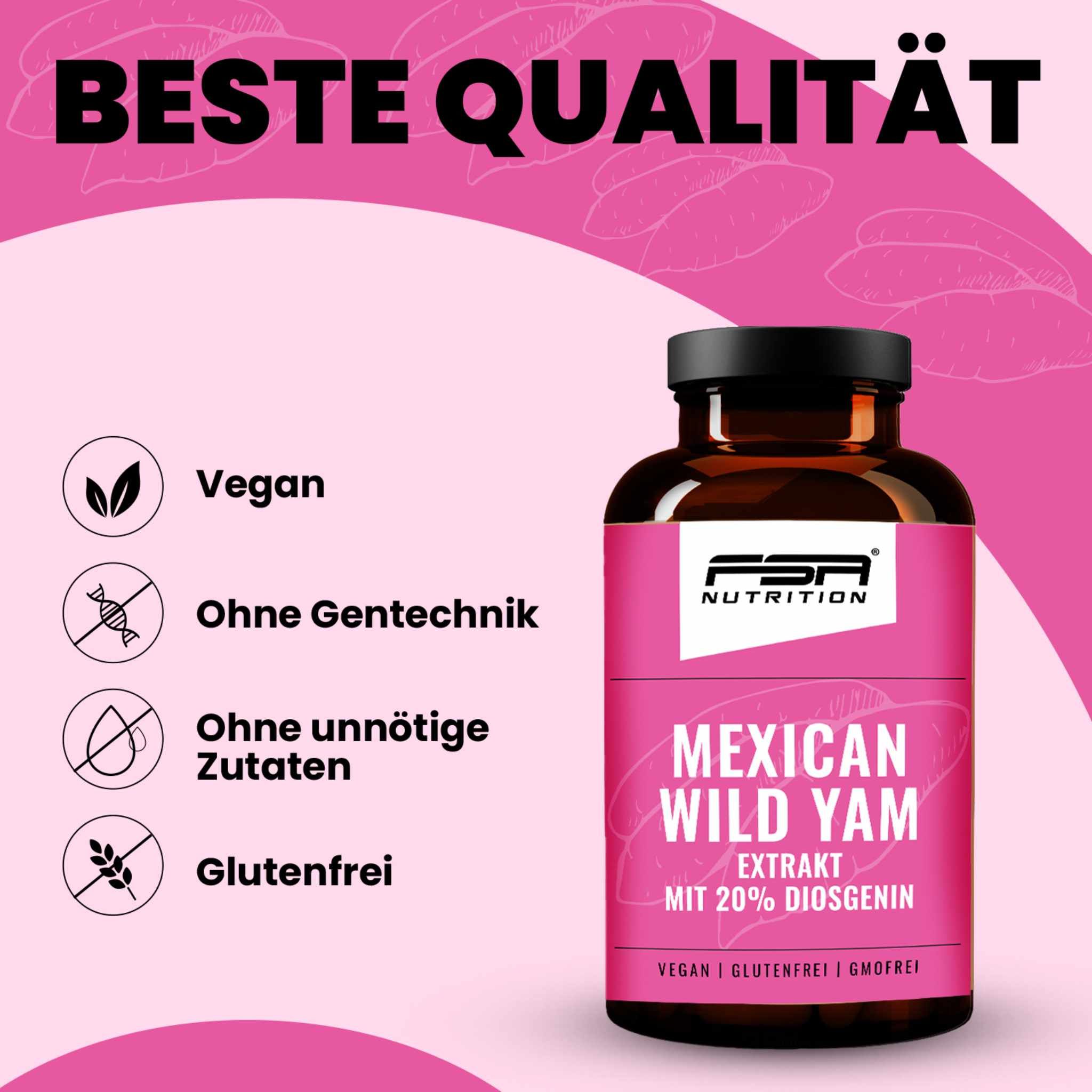 FSA NUTRITION Mexican Wild Yams Extrakt mit 20% Diosgenin 180 Kapseln im Glas