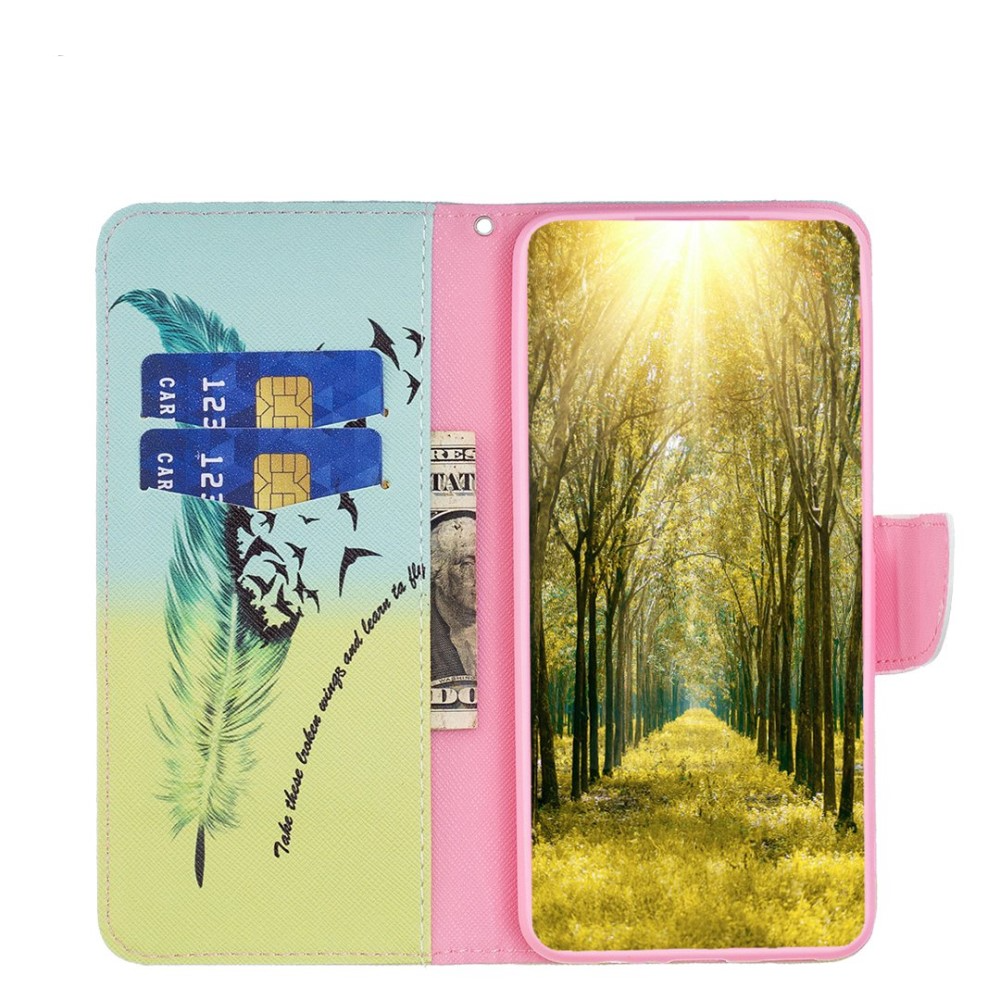 iPhone 14 Leder Tasche mit Kartenfächern - Schwalbenfedern