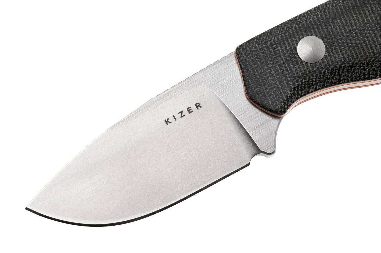 Kizer Beaver 1078A2 Stonwashed Nitro-V, Black Micarta, vaststaand mes