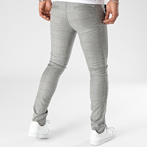 Pantalon Chino A Carreaux Gris