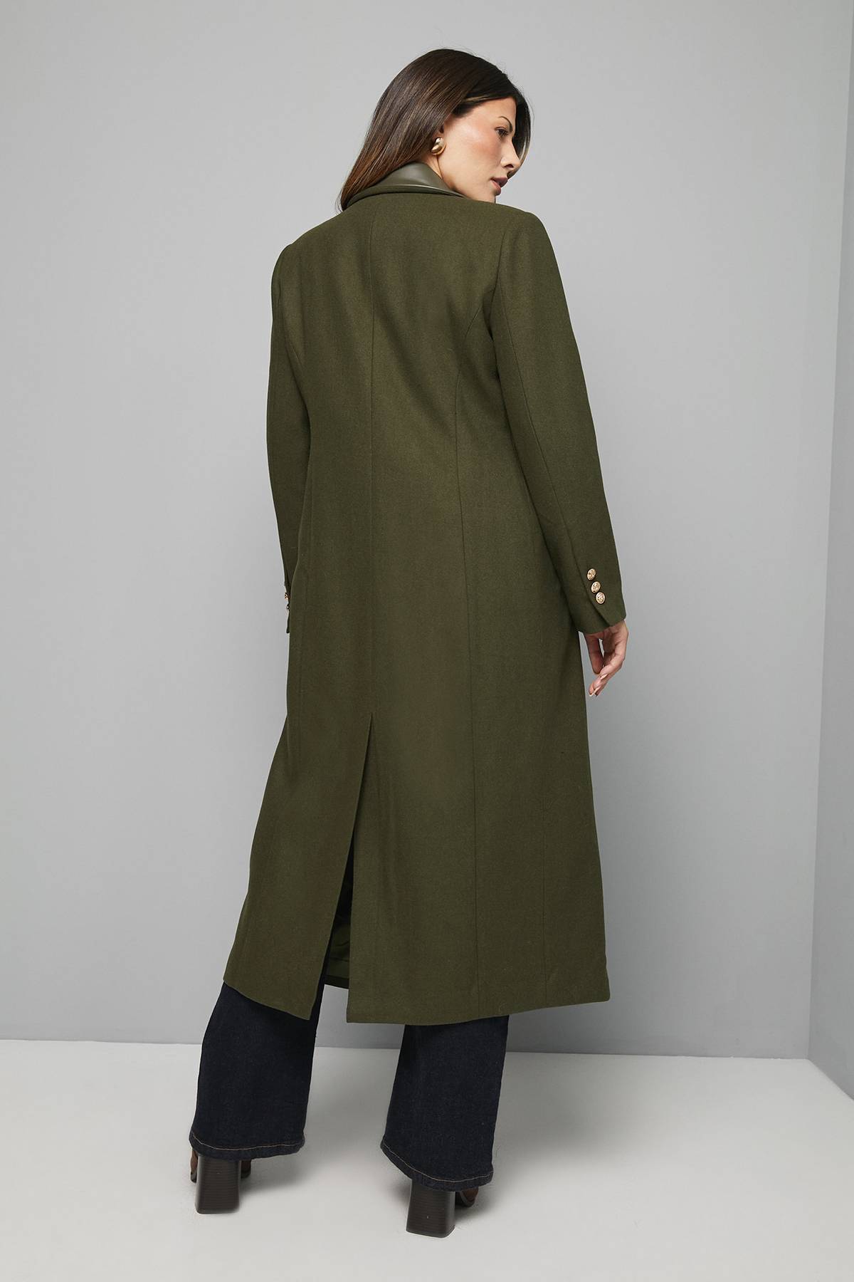 Wallis Manteau Maxi en Mélange de Laine avec Détails de Poches