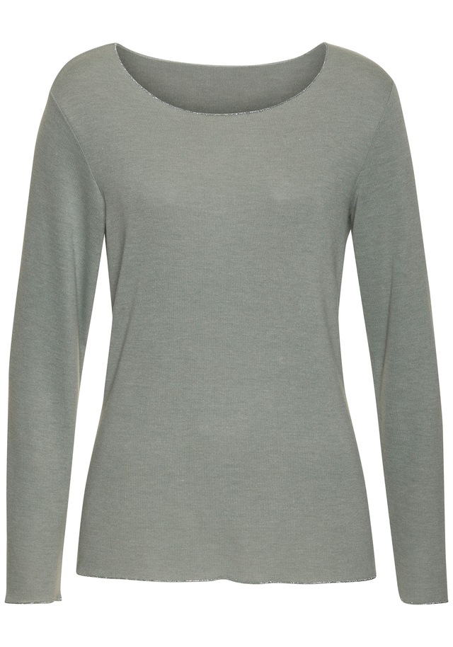 LASCANA Langarmshirt »mit feiner Glitzereinfassung« aus weichem Viskose-Feinstrick