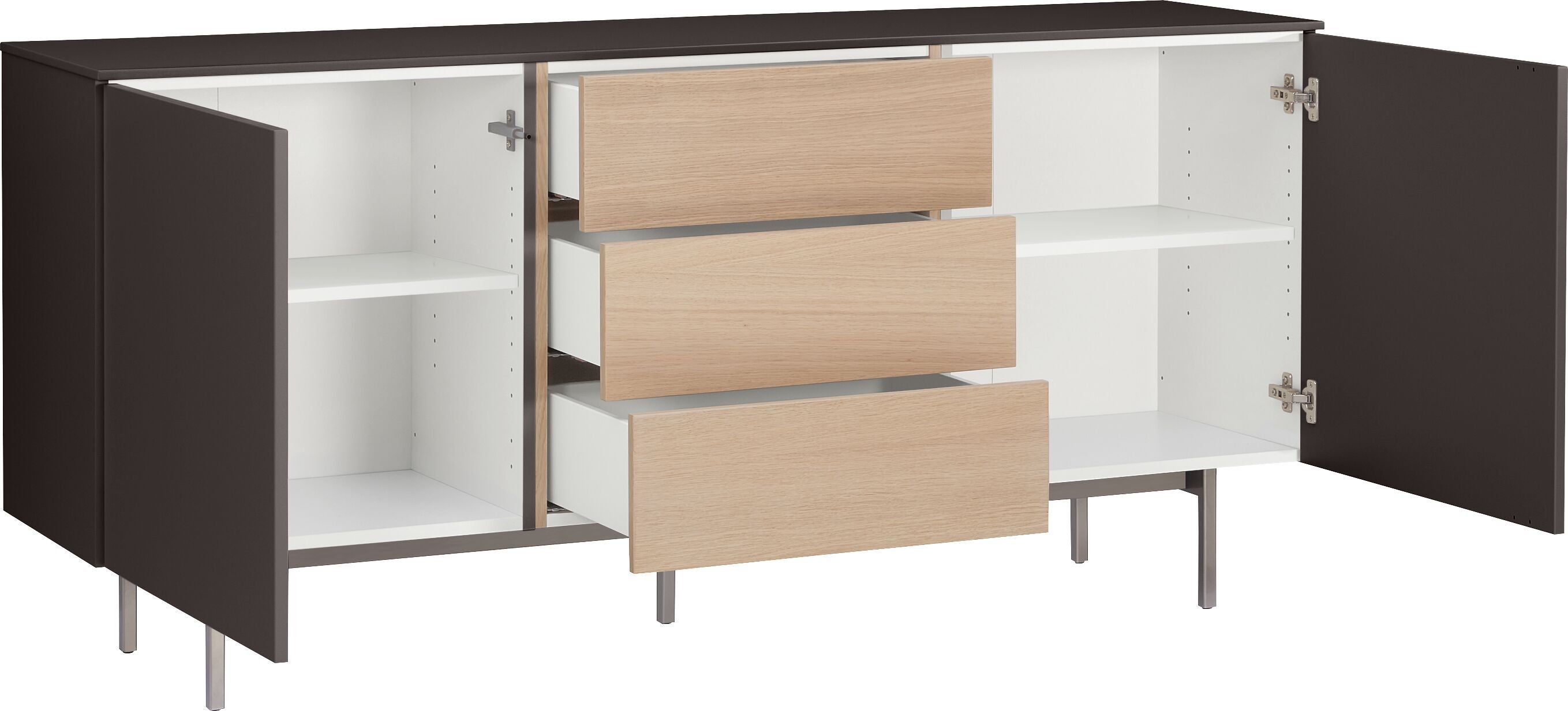 TILL Sideboard - Grau / Braun / B: 168.0 cm x T: 41.0 cm x H: 77.0 cm