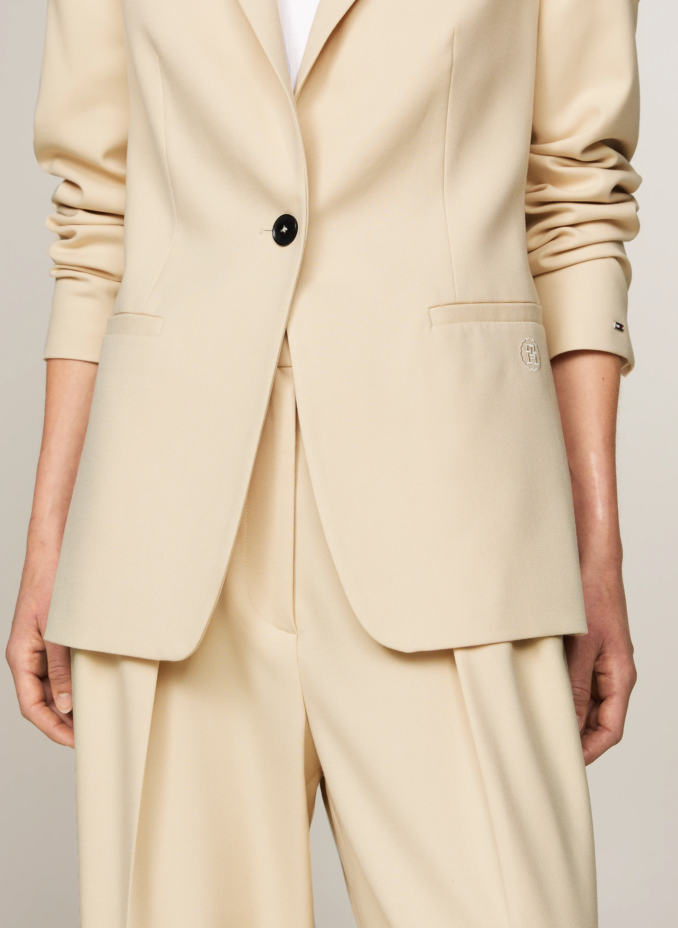 Blazer droit à un bouton | Beige