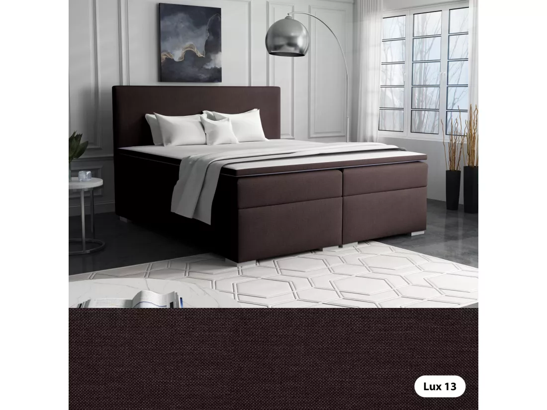 LIT BOXSPRING avec surmatelas Ennis 140x200 cm, Lux 13 (Brun foncé)