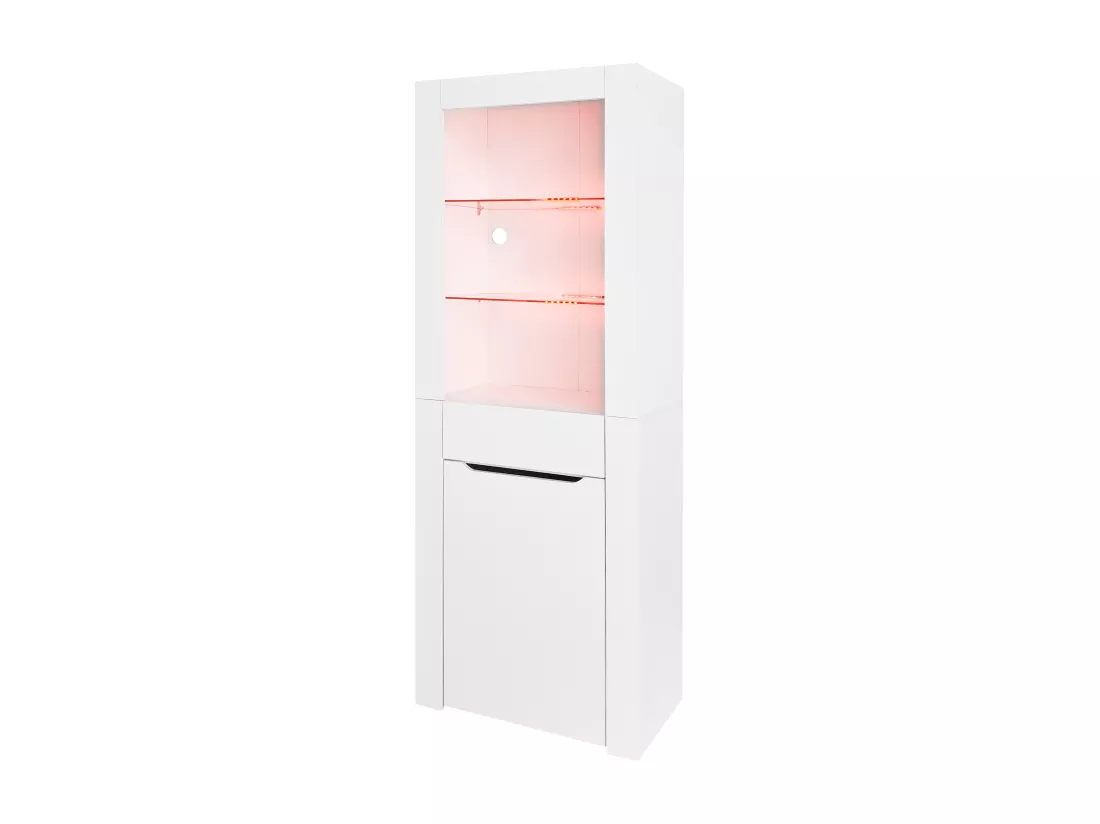 Vitrine avec LED - H 165cm - grand espace de rangement - Blanc