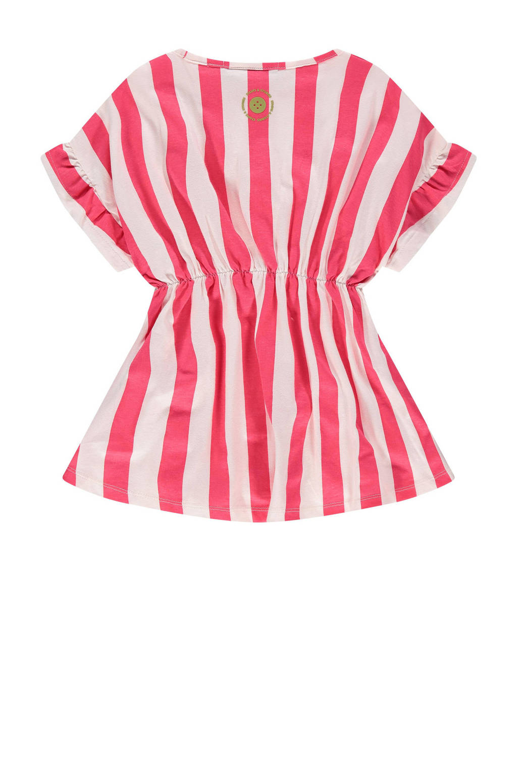 Stains&Stories gestreepte jurk fuchsia/wit