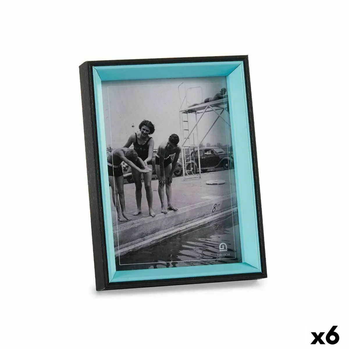 Gift Decor Cadre photo Verre Noir Bleu Bois MDF