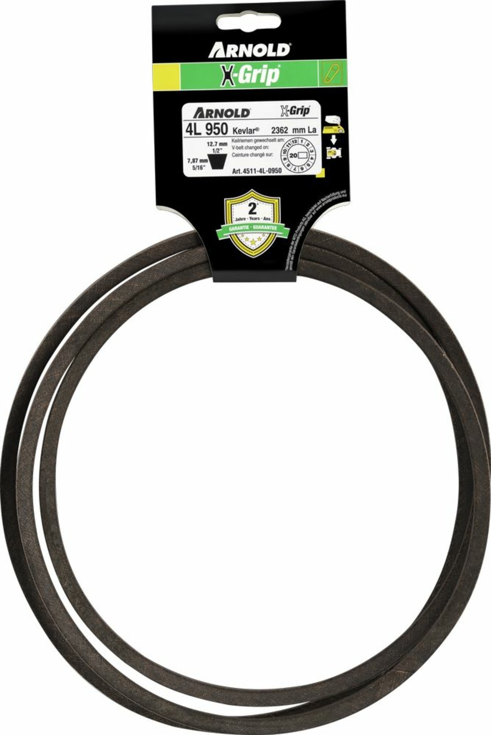 Courroie trapézoïdale x-grip v de type 4l950