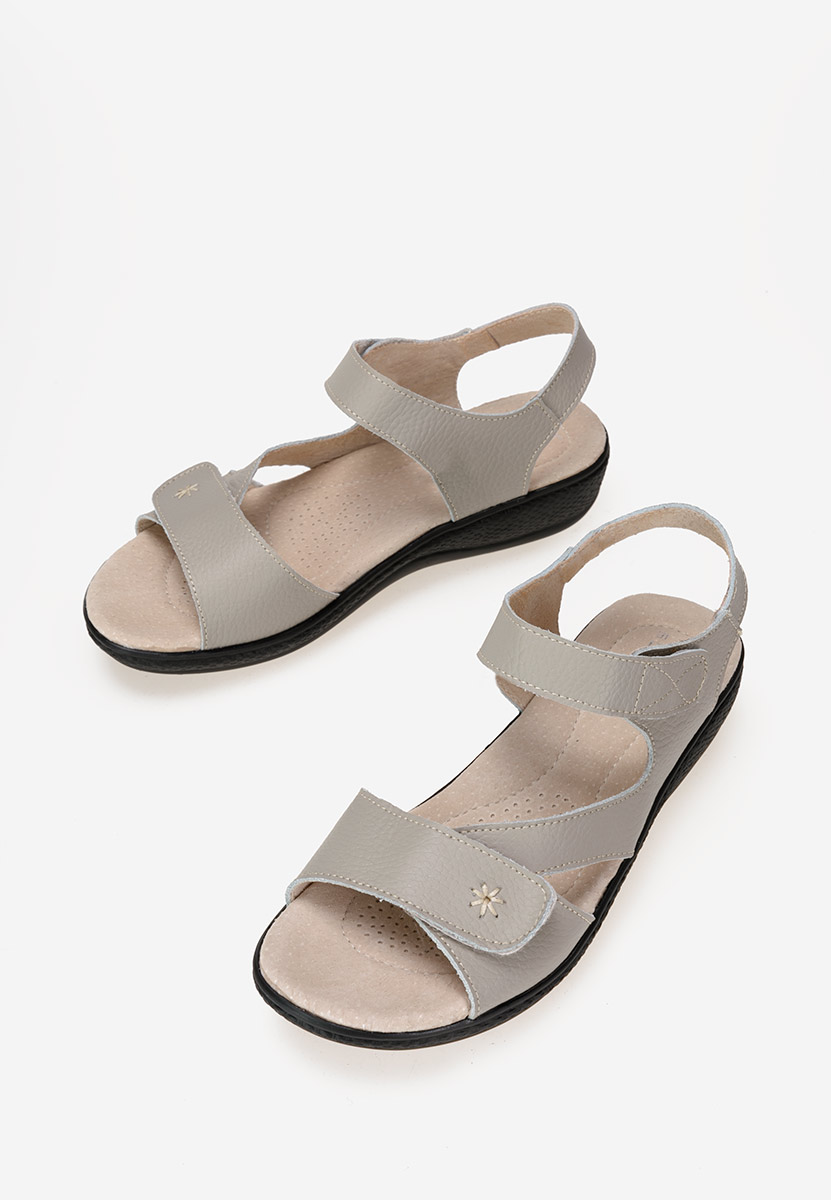 Sandales en cuir femme grise Cruella